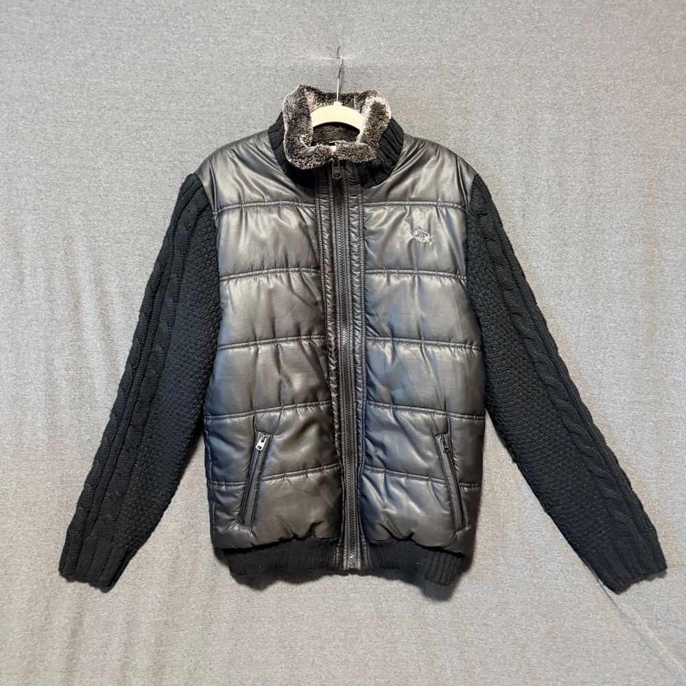Buffalo David Bitton men's XL puffer jacket, flannel‎ lining, sweater sleeves